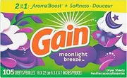 GAIN Fabric Softener Dryer Sheets, Moonlight Breeze, 105Count