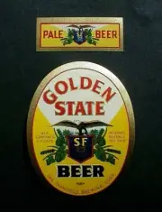 IRTP GOLDEN STATE BEER BOTTLE LABEL, SAN FRANCISCO BREWING CORP. SF, CALIF.