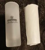 BRAND NEW PAIR OF (2) CHAMBORD PATRON SHOT GLASSES FROSTED GLASS W/ LOGO CROWN