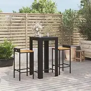 Garden Bar Set 3 Piece Patio Furniture, Poly Rattan Outdoor Table Chairs, Small Wicker Balcony Conversation Set