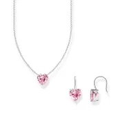 Buy Sparkling Set: Pink Heart Necklace & Drop Heart Earrings by THOMAS SABO Australia online - THOMAS SABO Australia