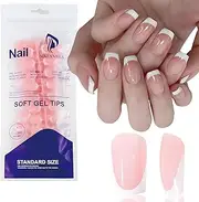 GlimmerStyle 120 pieces French armour with white border in pink, press on nails, artificial nails for gluing, artificial nails