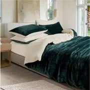 Gioia Casa 2-in-1 Teddy Sherpa Quilt Cover Set & Blanket Emerald Green (Single, Double, Queen, King, Super King) Double