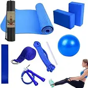 Yoga Mat Set,Yoga Workout Mat with Carrying Bag - Fitness Equipment for Pilates, Floor Exercises, Includes Resistance Band, Stretch Band