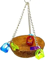 Happyyami Coconut Shell Bird Nest with Hook Adorable Hanging Basket for Pet Birds Creative Sleeping Bed for Parrots Budgies and Lovebirds Durable Material for Cozy Environment Random Color