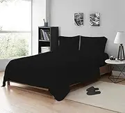 MistyMorning Flat Sheet, Soft & Premium quality Bedding & Linen, Egyptian Cotton with 200 Thread Count. (Black, Super King)