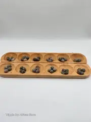 Ayo Olopon ( Hand Carved Wooden Board Game With Seeds) 16 by 5 inches