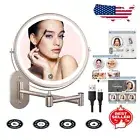 Elegant Rechargeable Wall Mirror - 8" Round Vanity Mirror with 3 Lighting Colors