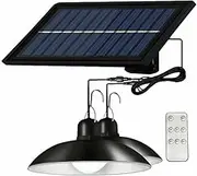 Solar Power Outdoor Garden Hanging LED Lamp Yard Pendant Light W/Remote Control Perfect for Barn, Gazebo, Garage, Garden, and Home(One Panel Two Light)