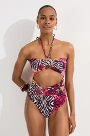 Slinky Trim Detail Cut Out Swimsuit