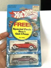 HOT WHEELS _ Silver-Maroon Two-Tone "CADILLAC SEVILLE" & Mercedes 2 Pack
