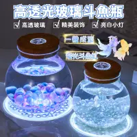 在飛比找蝦皮購物優惠-發光 生態瓶 魚缸 桌面魚缸 生態魚缸 一體成型 水族箱 斗