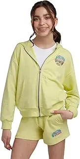 [Volcom] Girl's Sweatsuit Set - Long Sleeve Full Zip Up Hoodie Sweatshirt and Sweat Shorts Set for Girls (Sizes: 4-12), Yellow, 6