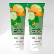 2 BATH & BODY WORKS CUCUMBER MELON 24 HOUR MOISTURE BODY CREAM HAND LOTION 8 OZ