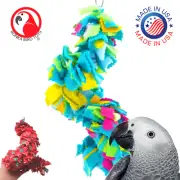 1796 Twist Fluff Hanging Colorful Fabric Parrot Quaker Budgie Cockatoo Toy Toys