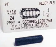 5/16-24x1-1/4 Hex Socket Set Screws Cup Point Alloy Steel (10)