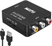 RCA to HDMI Converter, Amtake 1080P RCA Composite CVBS AV to HDMI Video Audio Converter Adapter for PS2 Wii Xbox SNES N64 VHS VCR, Supporting PAL/NTSC with USB Power Cable