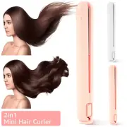 Mini Hair Curler 10W 2 in 1 Mini Ceramic Curler and Hair Straightener USB-~