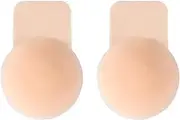 [Unknown] Adhesive Sticky Bras, Adhesive Push Up Nipple Covers Reusable Strapless Sticky Bras for Women Push Up. Beige