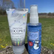 New Bath & Body FROSTED COCONUT SNOWBALL Travel Size BODY CREAM And HAND SPRAY
