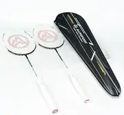ALPSPORT Flame Raging Fire Original Design 4U G5 Graphite Badminton Rackets Sets of 2, Full Carbon Fiber Racquets with 1 Leather Bag, 2 Tied Grips Tapes, Padel Raket for Sports Training
