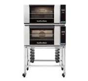 Turbofan E27T2/2C - Full Size Electric Convection Ovens Touch Screen Control Double Stacked on a Stainless Steel Base Stand