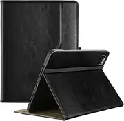 ProCase for iPad Pro 11 Inch 2024 M4, 5th Generation iPad Pro 11" 2024 PU Leather Case Business Stand Cover Multi-Angle Viewing Smart Folio with Hand Strap Front Pocket Pen Loop -Black