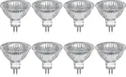 Pack Of 8 Halogen Bulbs Gu5.3 Mr16 35w 12v Dimmable - Warm White 2800k, 400 Lumens, Glass Cover Fi