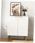 White Fluted Buffet Sideboard Storage Cabinet, 15.7”D x 27.6”W x 34.3”H,
