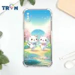 【TRON】IPHONE X/XS/XR/XS MAX 櫻花插畫風格白貓咪 四角防摔殼 軟殼 手機殼