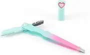 Urban Arden Eyebrow 3 in 1 Dermaplane razor, Eyebrow Tweezers, Eyebrow Brush, Face Razor For Women, Dermaplaning tool (Teal/Pink)