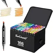 168 Colors Dual Tips Alcohol Markers, Art Markers Pens with Pen Holder, Permanent Sketch Markers Set for Kids Adults Coloring,Painting, Sketching, Illustrations (168)
