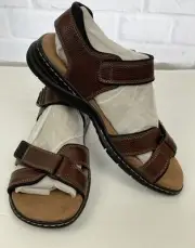 NWT Dr. Scholl's Men's Brown Leather Open Toe Flat Slingback Sandal Size 12 M