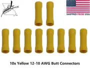 10x Yellow 12- 10 AWG Butt Connectors Wiring Wire Splice Crimp On Insulated