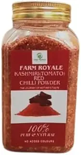 Farm Royale Kashmiri (Tomato) Red Chilli (Lal Mirch) Powder-200gm||100% Pure and Natural||Shudh||Handpicked Material||Export quality