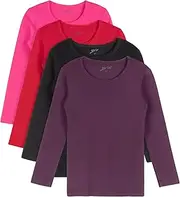[Brix] Baby Toddler Girls' Long Sleeve - Tees Crew Neck Cotton Flexy 4 - Pack Ts.