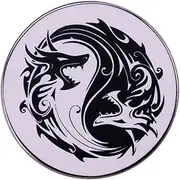 [Pinstant] Dragon Sword Fantasy Dragons Dungeon Yin Yang Buddhist Buddhism Enlightenment Feng Shui Chinese 1.2" Enamel Pin, 1.2 Inches, Enamel, metal