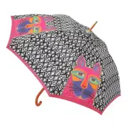 Laurel Burch Compact Umbrella 'FUCHSIA WHISKERED CAT' 11.75" x 2" NWT