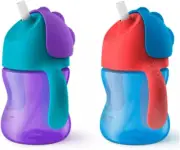 Philips Bendy Straw Cup with Handles, 200Ml, SCF796/00, Purple/Green or Red/Blu