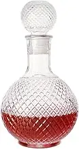 Liquor Bottle Decanter, Lead-Free Crystal Decanter, Whiskey Decanter with Airtight Glass Stoppern, Whiskey Vodka Bourbon Alcohol Decanter for Home, Bar, Gift, Party Decor (Circular/1000ml)