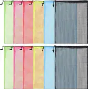 12Pcs Mesh Laundry Drawstring Bag,Nylon 18"X24", Multicolor 12