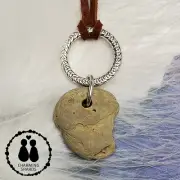 Genuine Holey Hag Stone necklace aprox 20" suede cord Odin Wishing Fairy #1550