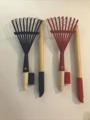 Set of 2 ~ Kids Rakes With Hardwood Handle 28" Child Size Garden Rake - New