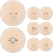 [Tondiamo] 3 Pairs Silicone Nipple Covers with Piercing Diamond Adhesive Reusable Nude Nipple Pasties Fake Pasties Diamond Zircon Ring for Women With Piercing, Skin Color