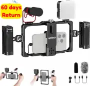 Universal Phone Video Rig Stabilizer Kit RGB Light Mic iPhone 16 15 S24