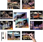 Scratch Painting Art Paper - Scratch Art for Adults & Teens: Premium DIY Craft Kit with Tools - Creative Adult& Teens Crafts for Home Decor & Stress Relief（European） A4-DESINIK