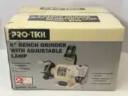 PRO-TECH 6" Bench Grinder w Adjustable Lamp Dual Side Precision NIB (BOX DAMAGE)