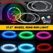 8* Double Row LED Wheel Ring Light APP Bluetooth Color RGB Rim Lamp Car Off Road