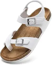 [Torotto] Girls Boys Sandals with Cork Footbed Adjustable Buckle Summer Slides Flip Flops Open Toes Flat for Kids Toddler