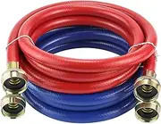 6FT Rubber Washing Machine Hoses Burst Proof Water Supply Lines with 3/4" FHT Standard Thread by AMI PARTS - for Hot and Cold Water Washer Hoses (2 Pack)